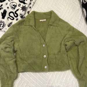 Fuzzy Green sweater/cardigan